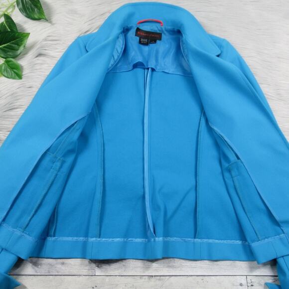 NINA MCLEMORE Turquoise Blue Blazer Open Front Jacket Women’s Size 2 - Picture 9 of 13
